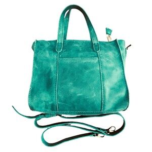 Portland Leather Goods Lola zip top small crossbody tote in Reef color green